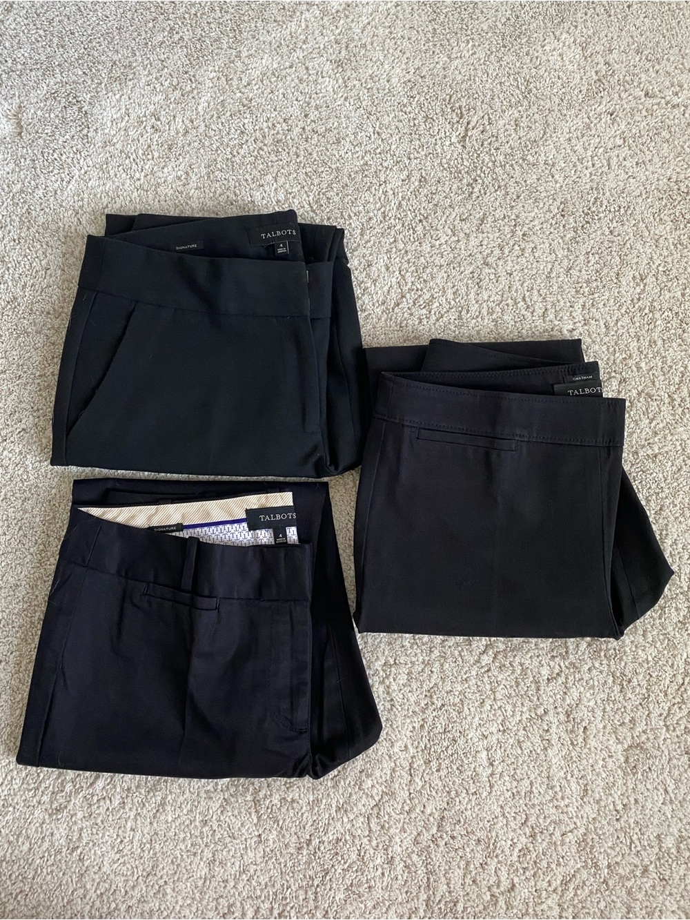Talbots Black Pants Set of Three All Size 4 (2 Signature Pair, 1 Chatham)